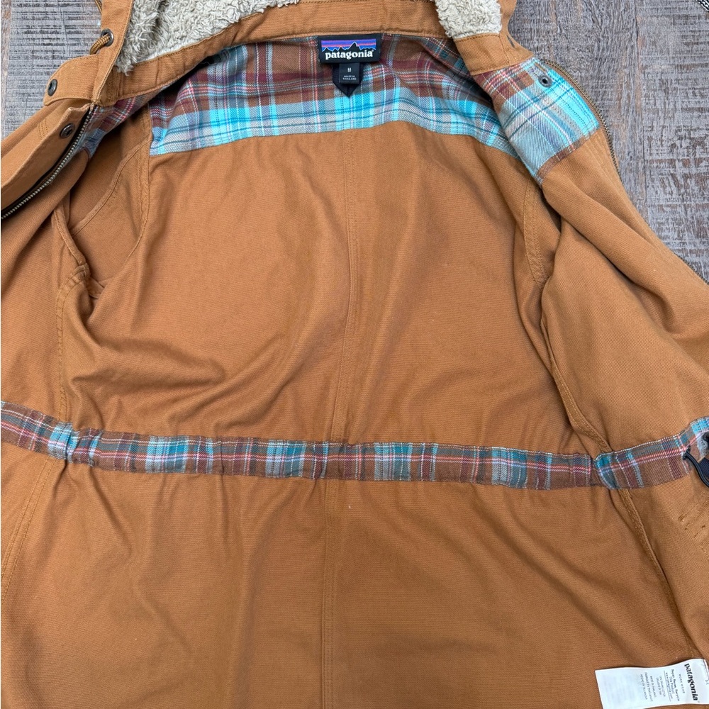 Patagonia Organic Cotton Canvas Sherpa Lined Jacket Hooded - Picture 4 of 7